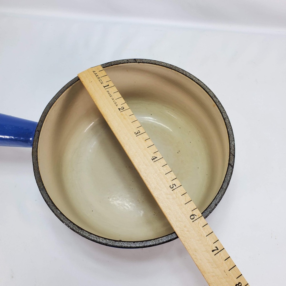 Le Creuset Saucepan #16 Cousances Blue Enameled Cast Iron Vintage France Lid - Picture 12 of 12